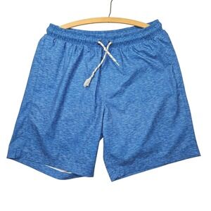 Tallwoods Modern Hybrid Swim Shorts Blue Heathered Stretch Trunks Sz L